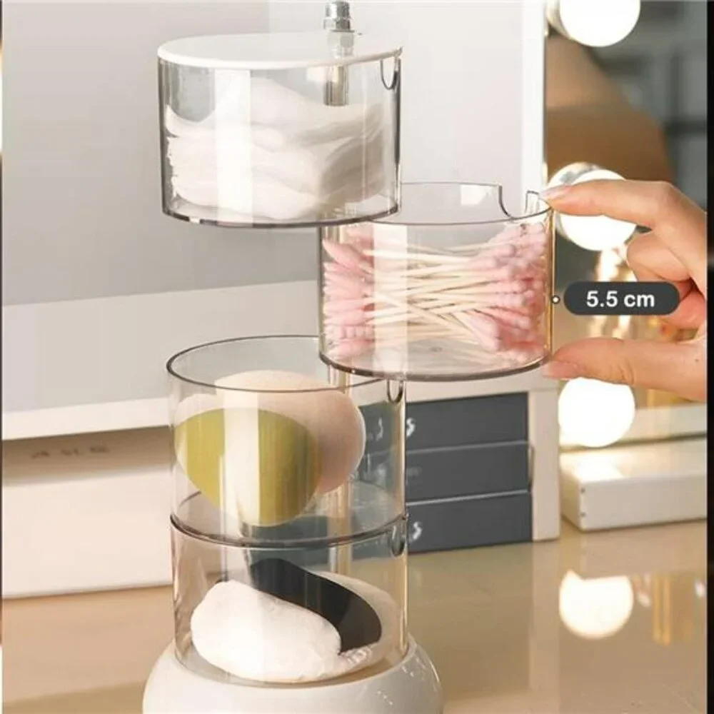 Clear Rotating Jewelry Organizer 4 Layer Acrylic Box for Rings Earrings Necklace